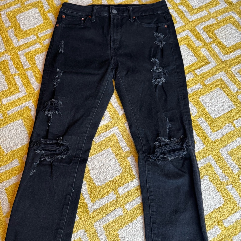 Stylish Black and Light Blue Distressed men’s Jeans - Picture 14 of 16